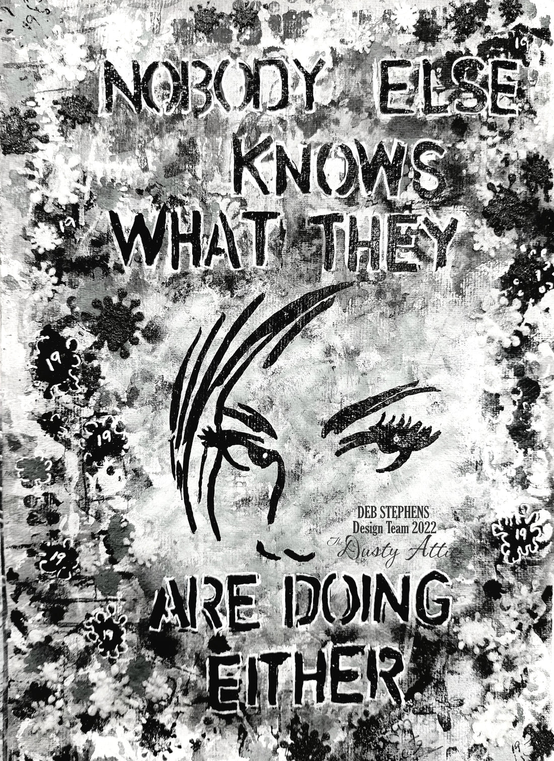 Monochrome Art Journal Page - March 2022 Dusty Attic Mood board Challenge