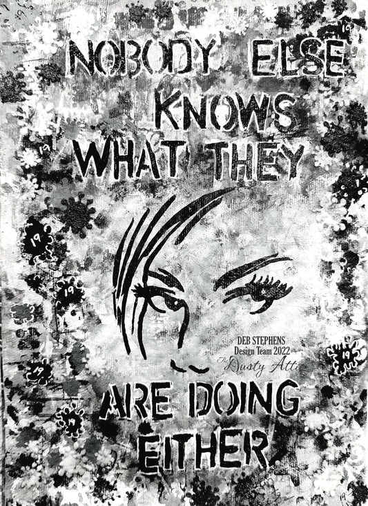 Monochrome Art Journal Page - March 2022 Dusty Attic Mood board Challenge