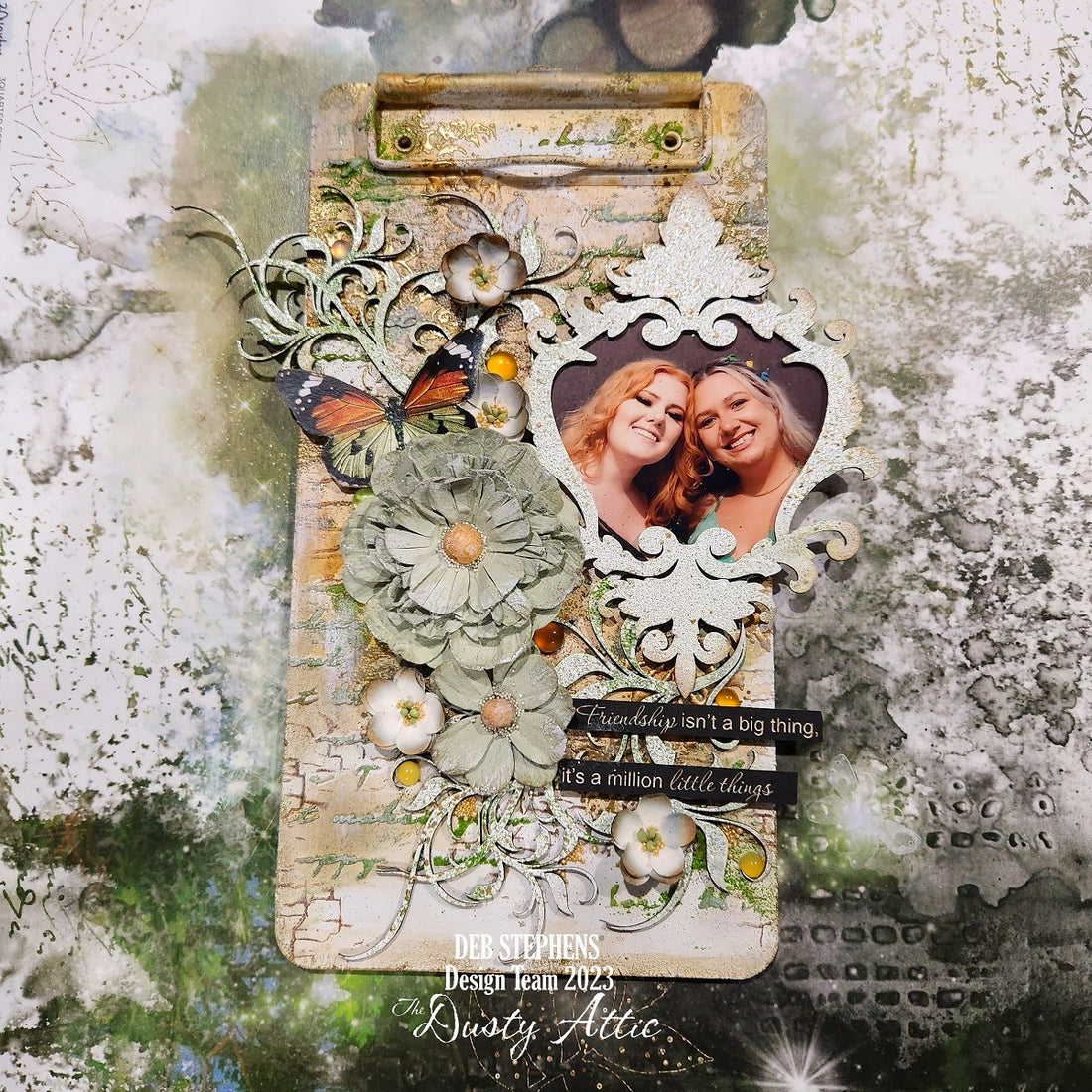 Friendship - Altered Clipboard, January Dusty Attic Mood Board Challenge