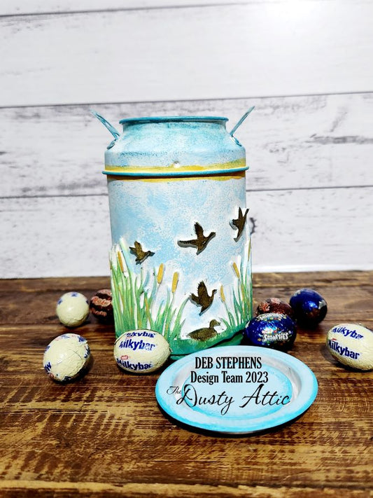 Altered Mini Milk Can - Dusty Attic Mood board inspiration